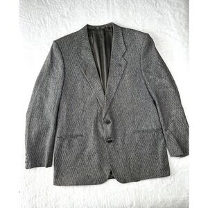 Vintage Giorgio Armani Mani Tweed Gray Black White‎ 43R Blazer